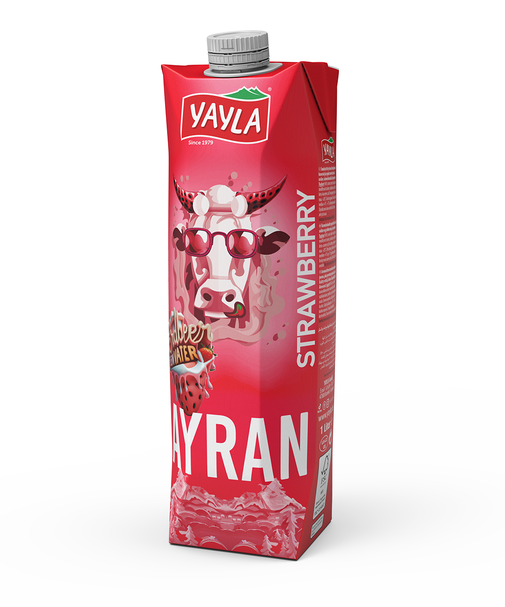 Ayran-Joghurt-Drink mit Erdbeer-Aroma